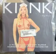 KINK 2 Pc Vegan Leather Nurse Harness Teddy And Headband