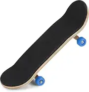 Mini Finger Skateboard, Wooden Finger Board Ultimate Sport Training Props in Light Brown with Ball Bearings (Dark Blue)