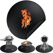 Black Round Double - Sided Under Grill Mats: Oil - Proof Waterproof BBQ Protector for Outdoor Deck, Patio, Gas Grills.
