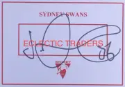 Joel Amartey SIGNED Sydney Swans Card. AFL Football. Gulden Papley Heeney Mills