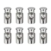 8Pcs Metal Cord Locks, 5mm Single Hole Toggle Spring Stop, Silver White