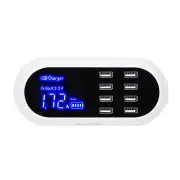 DL-CH18 8A 8Ports Hub Socket Charging USB Charger With Real-time Voltage Current Display