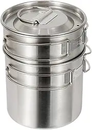 Camping Cookware Set - Stainless Steel Backpacking Cooking Set | Compact Folding Survival Cooking Tool | Lightweight Outdoor Gear | Portable Picnic Cookware, Hiking Set, Travel