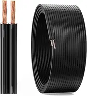 SPT-1 Lamp Wire, 18/16/14/12 AWG 2 Conductor Oxygen-Free Copper Power Cable, Indoor Use, Copper Wire for Lighting Fixtures and Small Appliances, Black, 25ft-200ft(100ft,12AWG)