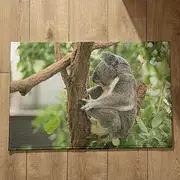 CEVAN Tent Doormat Ultra Thin Bath Mat Koala Extra Large Long Bathroom Runner Soft Flannel Surface, Customizable Design, Non-Slip Doormats 50x80cm