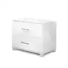 Artiss High Gloss Two Drawers Bedside Table - White mdf Bedside Tables