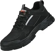 [BIAJIAZHUA] Steel Toe Boots Anti-Puncture,Comfortable Safety Shoes, Indestructible Sneakers,Non Slip Construction Shoes,Protect Ankle Working Shoes,Steel Toe Shoes for Men Anti-Smash(Black,6)