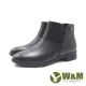 W&M(女)質感銀釦V口內拉鍊低跟女靴 女鞋-黑色