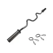 Olympic Super Curl Bar - 120cm - 48inch Chrome Barbell Weight - 2 Free Collars