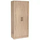 Storage Cupboard w/ 2 Doors Wooden Broom Cabinet Kitchen Orgainzer Oak