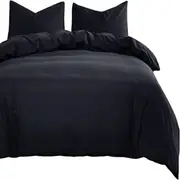 Black Microfiber Doona Cover Bedding Set