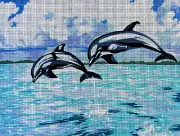 Needlepoint tapestry painted canvas 40.115 - Dolphins (16"x20") GobelinL