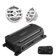 Kenwod 4 Channel 600W Bluetooth Amplifier W/ Pair of 6.5' Marine Speakers