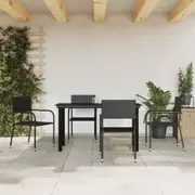 Garden Dining Set Outdoor Table and Chairs Black Poly Rattan and Steel vidaXL
