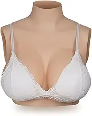 [GORGES-YO] Silicone Breastplate for Crossdressers Silicone and Cotton Filled High Collar Breast Plate Drag Queen breast plates