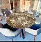 18" Petrified Round Agate Coffee Table Garden Furniture Mosaic Stone Arts Decors