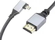 RIIEYOCA 4K Micro HDMI to HDMI Adapter Cable, 90 Degree Right Angle Connector, Aluminum Nylon Braided Cord, 50cm, Supports 4K UHD for Laptop, TV, Camcorder