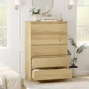 Merryluk 5-Drawer Tallboy Chest of Drawers – Vertical Storage Dresser Cabinet for Bedroom, Living Room, Entryway, or Hallway – White Organizer Unit