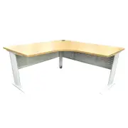 Metal Corner Workstation Computer Desk White Frame Beech Top 1500 (L) x 1500 (W)