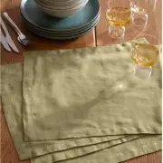 NEW Quince 100% European Flax Linen Placemats Set Of 8 In Aloe Natural