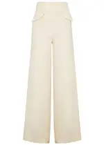 Nafsika Skourti Empire Wide-leg Trousers - Cream - 10 (UK10 / S) 10 (UK10 / S)