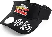 Trendy Apparel Shop Racing 3D Embroidered Flame Car Race Flag Visor Cap