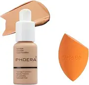 Foundation, Full Coverage Foundation, Soft Matte, Foundation Makeup Flawless Cream Smooth Long Lasting 24HR Waterproof and Blendable 30ml (104 Buff Beige & Makeup Sponge)