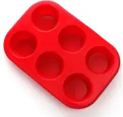 Silicone Muffin Pan, European LFGB Silicone Cupcake Baking Pan, 6 Cup Muffin, No