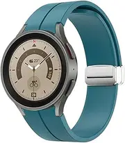 [SUPENG] Strap Compatible with Samsung Watch 4/5 40 44mm Watch 5 Pro 45mm Band Silicone Magnetic Buckle Compatible with Galaxy Watch 4 Classic 42 46mm (Color : Silver Dark Blue, Size : Galaxy Watch 4 40mm)