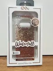 phone case Samsung S10e Waterfall Clear case with Gold Glitter