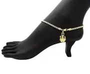 10" Cuban Link Chain Anklet Bracelet Anubis Charm Ankle Bracelet 14k Gold Plated