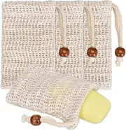 Soap Bag, 4 PCS Sisal Soap Bag with Drawstring Natural Soap Saver Pouch For Washing, Foaming and Drying Soaps