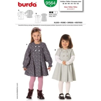 Burda Sewing Pattern 9564 - Child's Dress Fitted (2-3-4-5-6-7) Sewing Pattern