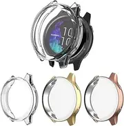 3 Pack Screen Protector Compatible with Garmin Venu Case, Soft TPU Bumper Full Around Anti-Scratch Cover for Garmin Venu GPS Smartwatch, [Not fit for Garmin Venu 2/2S], Clear/Gold/Rose Gold