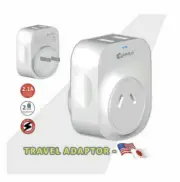 Travel Adapter 2 USB Outlets Power Socket to Plug Australia To Japan USA Canada