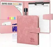 Agoer Clipboards A5 Portfolio with Cover,Interview Leather Folder with Magnetic Closure,Professional Clip Boards Padfolio with A5 Papers,Sticky Tabs,Pen for Students Teacher Doctor Nurse Office,Pink