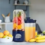 Rechargeable Portable Juicer with Travel Lid 400ml USB-C, Portable Blender, Blender for Shakes and Smoothies, 6 Blades and Lid, Self Cleaning Portable Juicer for Kitchen/Travel, White