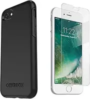 OtterBox Symmetry Series Case for iPhone SE 3rd Gen (2022), iPhone SE 2nd (2020), iPhone 8, iPhone 7 (NOT Plus) w/Tempered Glass Screen Protector, Bundle - Bulk Packaging - Black
