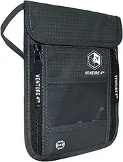 [VENTURE 4TH] Travel Neck Wallet with RFID Blocking – Passport Holder Neck Pouch to Keep Your Cash and Documents Safe – Get Peace of Mind When Traveling