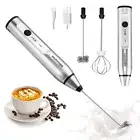 Cofee Frother Handheld Foam Maker USB-Rechargeable Drink-Mixer 3 Speed (Silver)