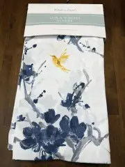 NEW Grayson Linens Grey Yellow Bird One Pair Window Panels 50 in x 84 in Each