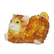USA Handmade Figurine Cat Baltic Amber Home Decor KIZIMA