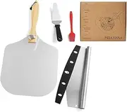 AIMALL Aluminum Pizza Shovel & 12 Inch Pizza Cutter Tool Set | Pizza Transfer Shovel | Foldable Pizza Peel & Rocker Cutter | Essential Pizza Tool Kit
