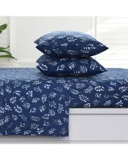 Azores Home Eva Printed Flannel 100% Cotton Extra Deep Pocket Sheet Set