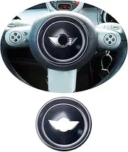 Mini R50 R52 R53 2002–2006 Interior Accessories Sets, Decoration Cover Rings for Mini Cooper One/S/JCW R50 R52 R53(Steering Wheel Center-Type B-Gloss Black)