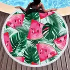Watermelon Fog Round Beach Pool Towel Fringe 150cm Throw Yoga Picnic Blanket Mat