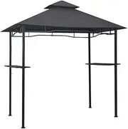 vidaXL Heavy-Duty BBQ Gazebo with Steel Frame and Double-Layer Roof, Weather-Resistant and Fire-Retardant, Complete with Bar Counters - Anthracite