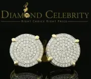 925 Sterling Yellow Silver 1.18ct Cubic Zirconia Women's Round Stud Earrings