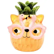 Urban Products Tropicana Cat Pineapple Themed Vase Home Decor Orange 13cm