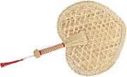 SOLUSTRE Handmade Straw Woven Fan Lightweight Summer Handheld Decorative Fan for Outdoor Wedding